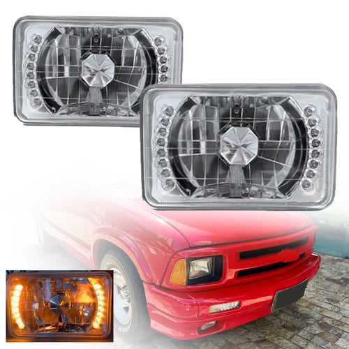 4x6 LED Headlights HALO Beam Pair for Chevrolet S10 1995 1996 1997 2PCS