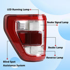 For Ford F-150 2021 2022 2023 LED Rear Tail Light Lamp w/ Blind Spot Left Side