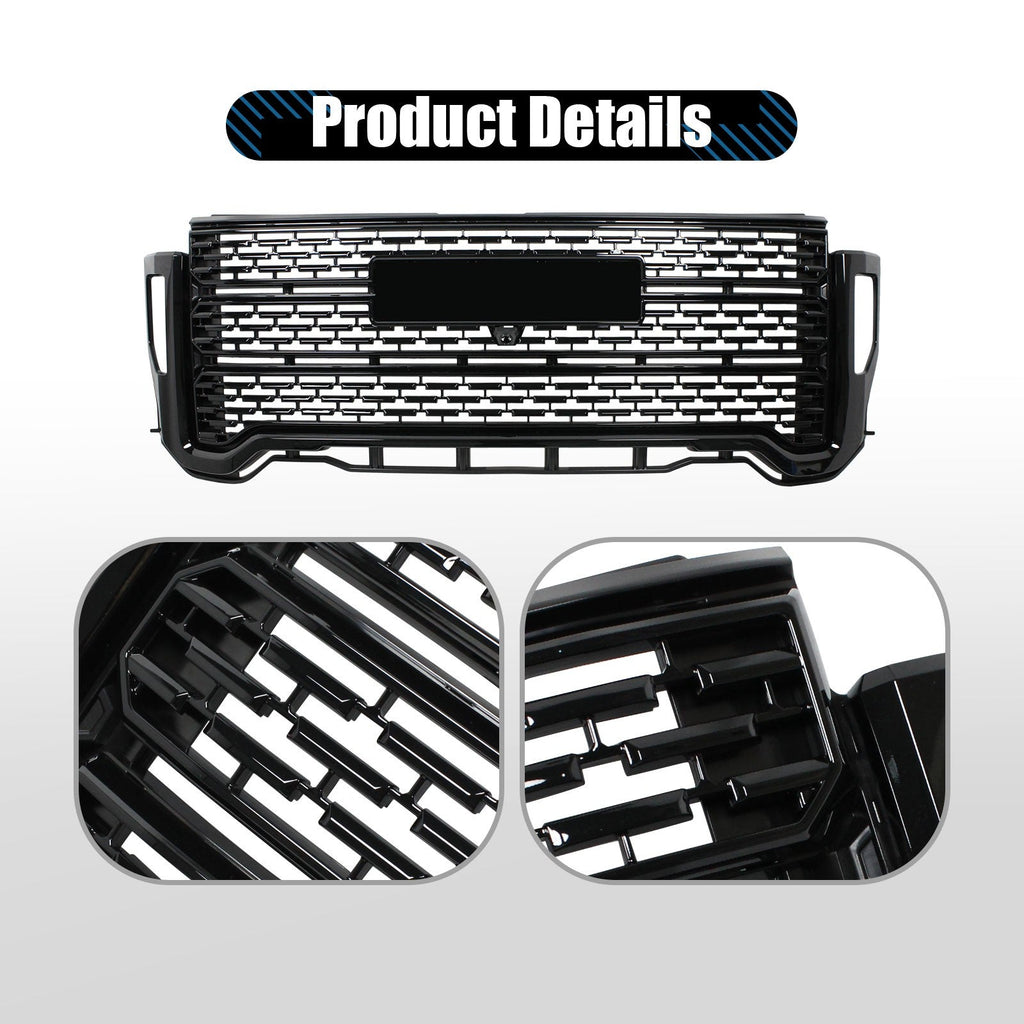 For GMC Sierra 2500 HD 3500 HD 2020-2023 Front Bumper Grille W/Camera Hole