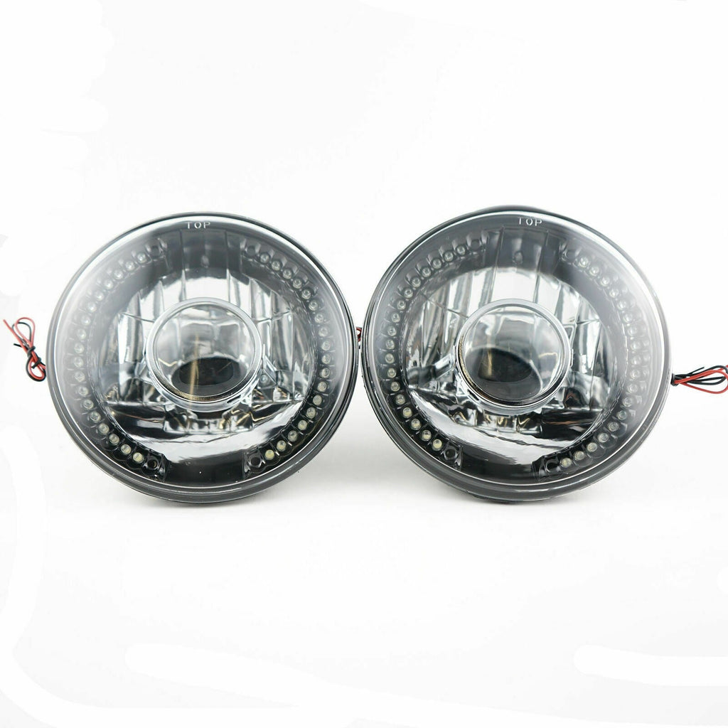 2Pcs 7" inch Round LED Headlights White Halo For Mazda Miata MX-5 MX5 1990-1997