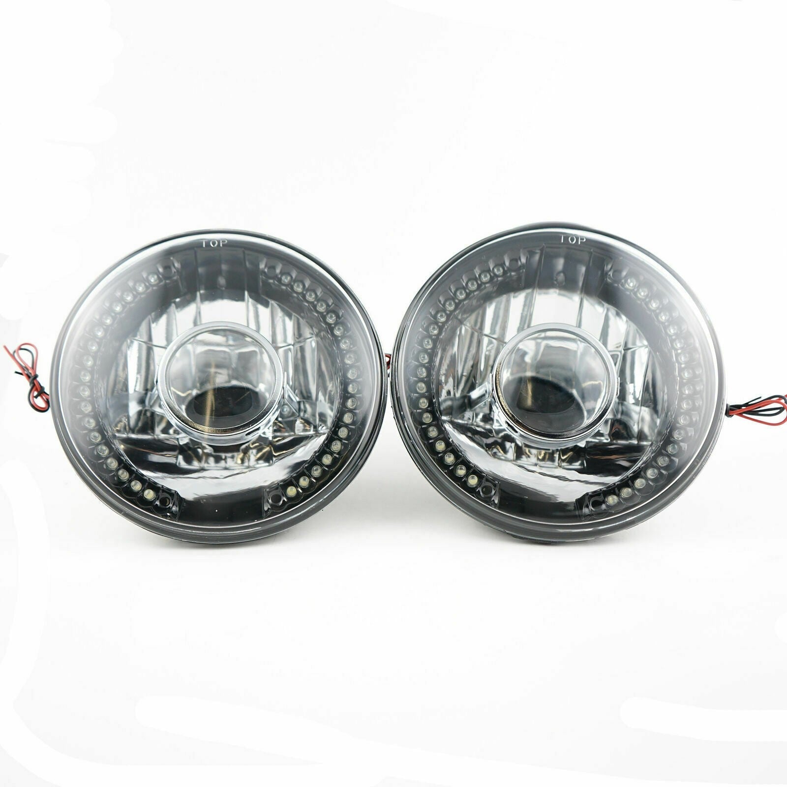 2Pcs 7" inch Round LED Headlights White Halo For Mazda Miata MX-5 MX5 1990-1997