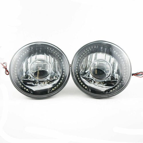 2Pcs 7" inch Round LED Headlights White Halo For Mazda Miata MX-5 MX5 1990-1997