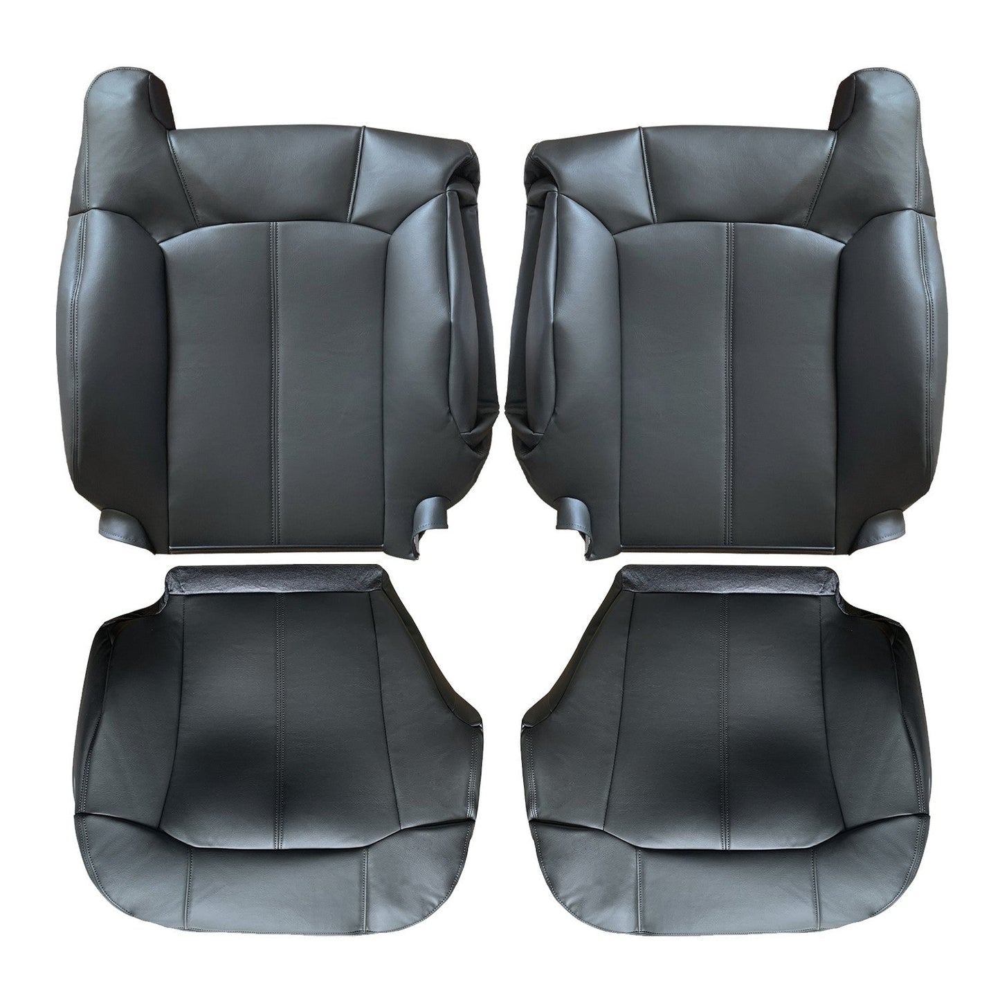 Driver Passenger Leather Seat Cover Black for GMC Sierra Silverado 1999 2002