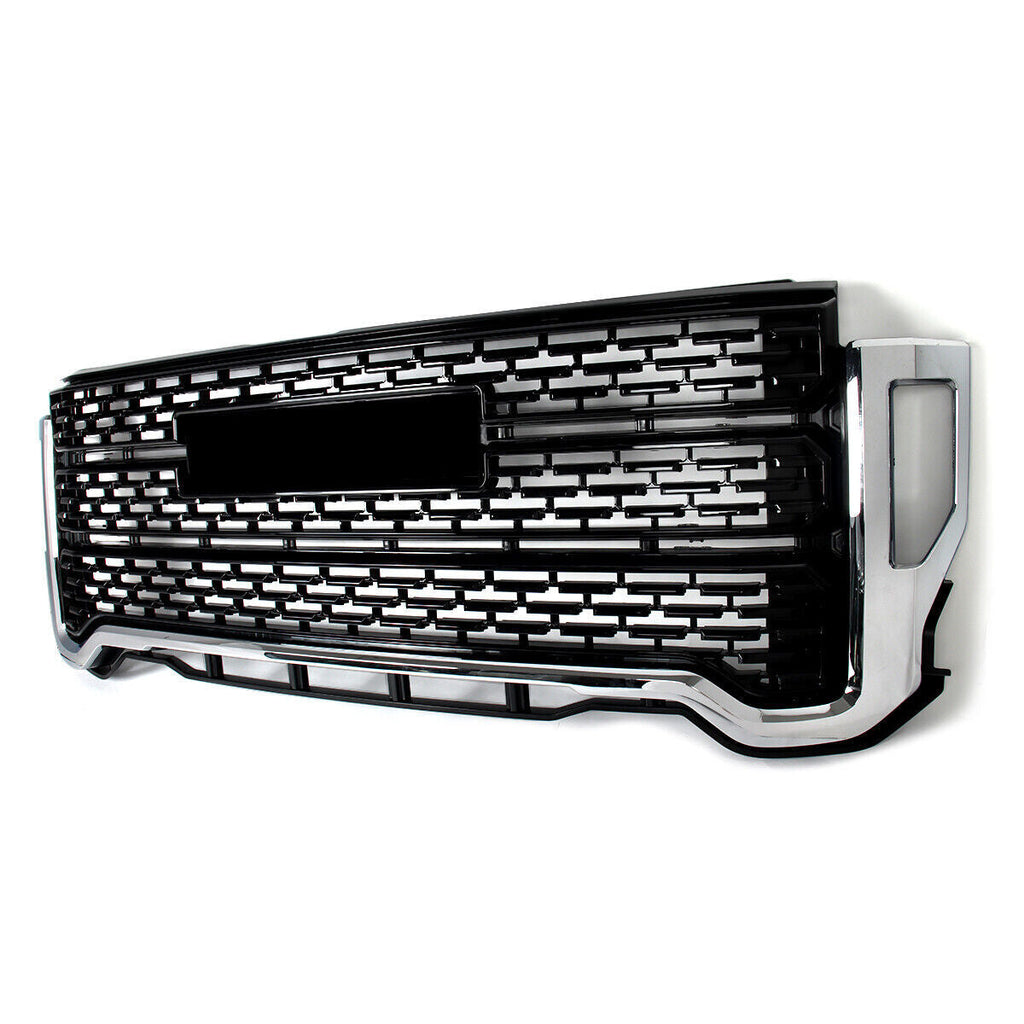 Front Bumper Grille Black w/Chrome Trim Fit GMC Sierra 2500 HD/3500 HD 2020-2023