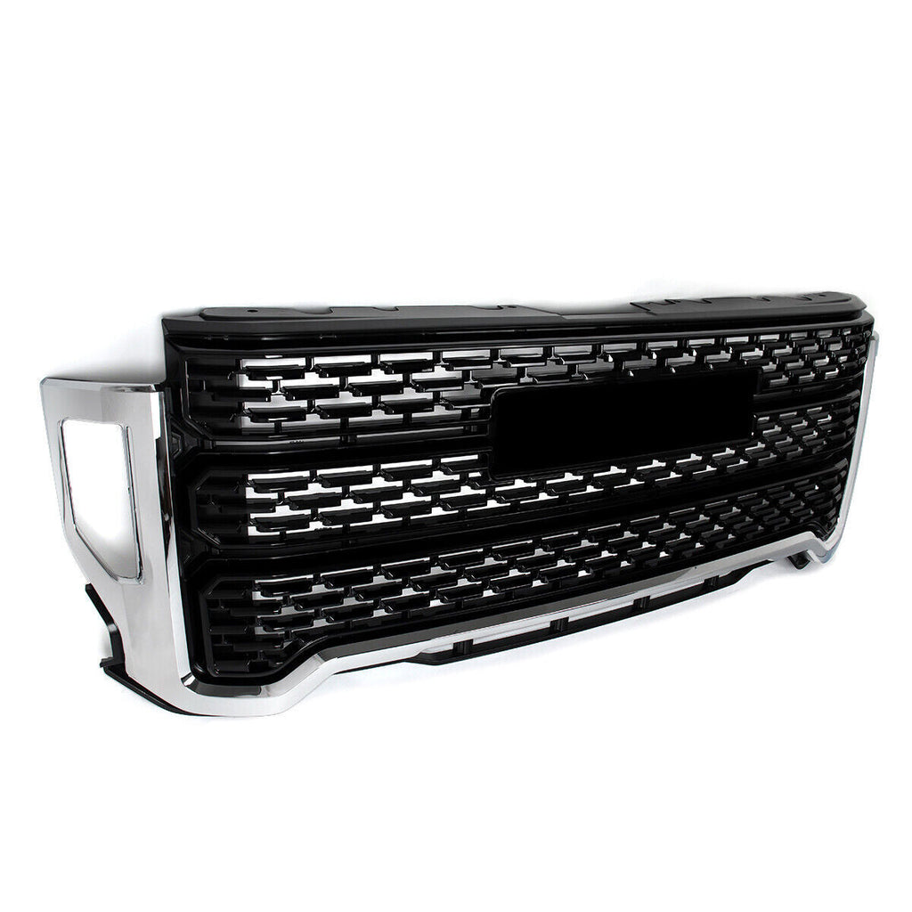Front Bumper Grille Black w/Chrome Trim Fit GMC Sierra 2500 HD/3500 HD 2020-2023