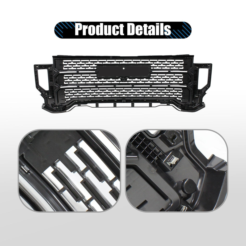 For GMC Sierra 2500 HD 3500 HD 2020-2023 Front Bumper Grille W/Camera Hole