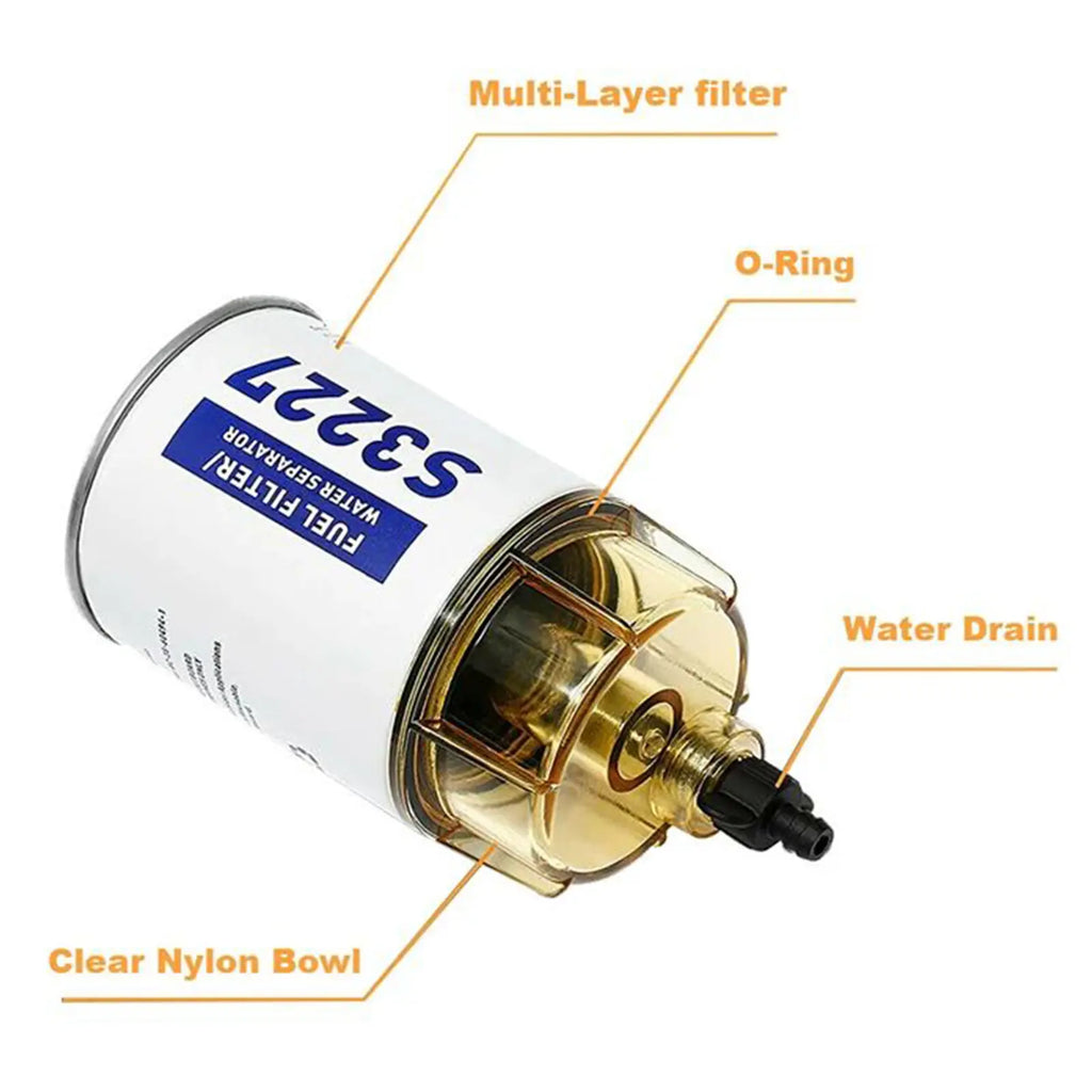 S3227, Fuel Filter Water Separator with Clear Bowl Assembly for Marine