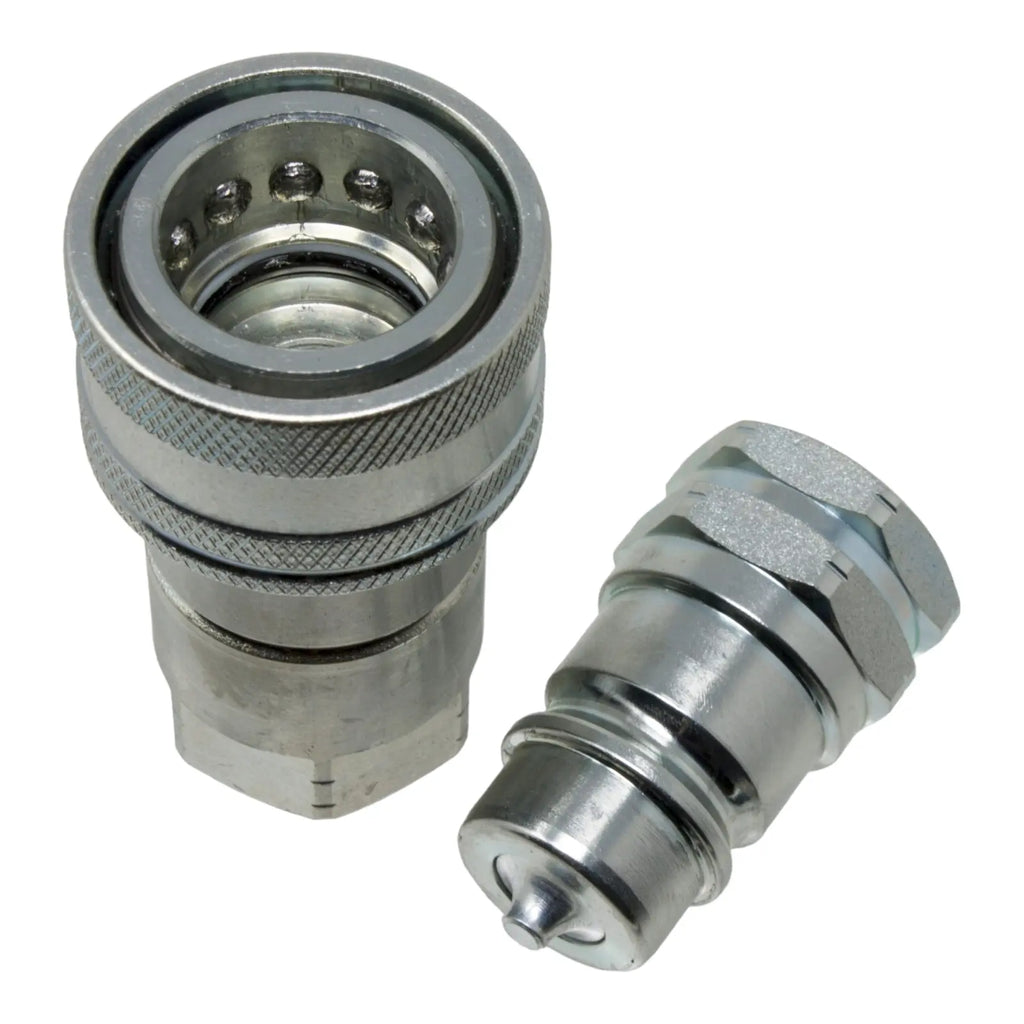 1/2" NPT Hydraulic Quick Connect Coupler Kit, Poppet Valve