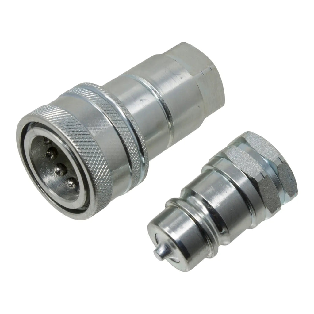 1/2" NPT Hydraulic Quick Connect Coupler Kit, Poppet Valve