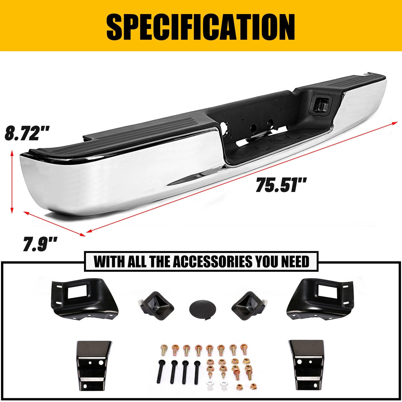 For Dodge RAM 1500 2500 3500 2002-2009 Chrome Rear Replacement Step Bumper