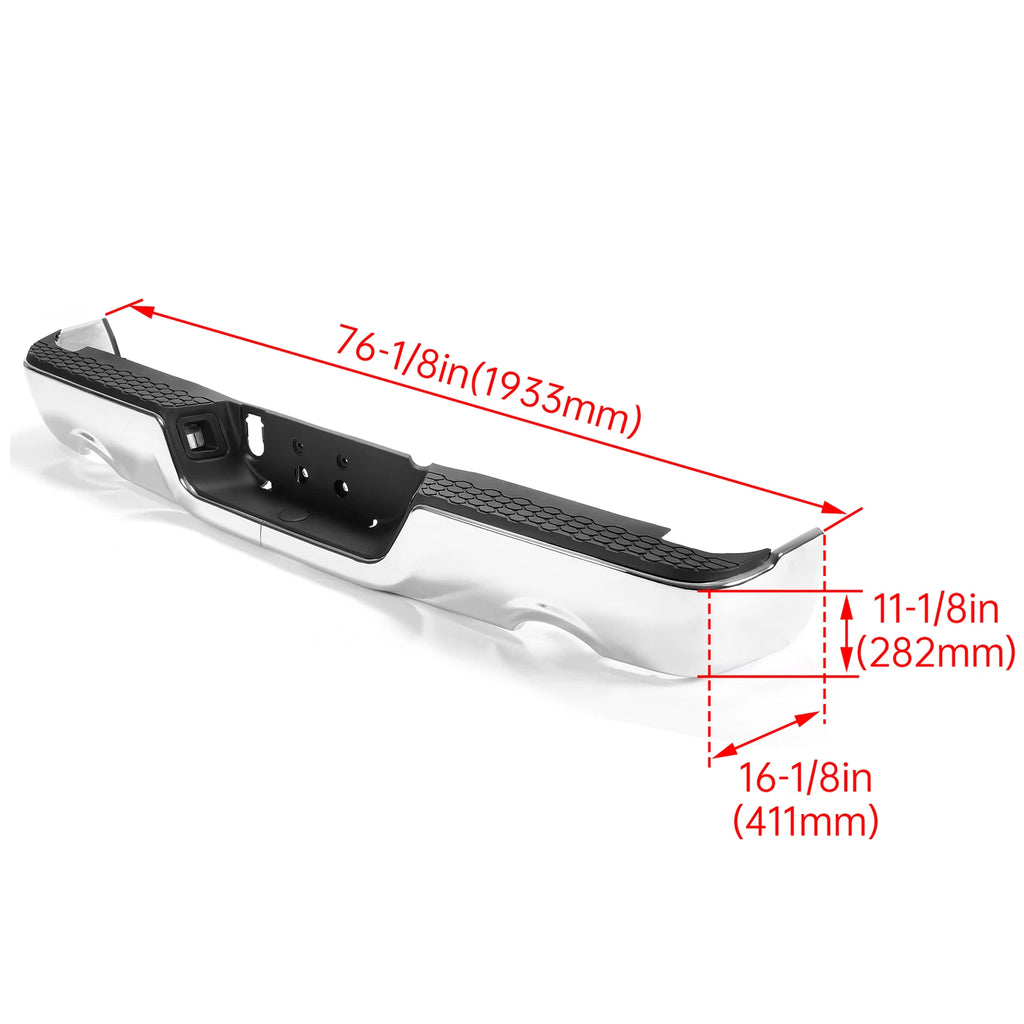 Chrome Rear Step Bumper W/ Dual Exhaust for 2009–2018 Ram 1500 Classic Dodge 2019–2023 W/O Sensor