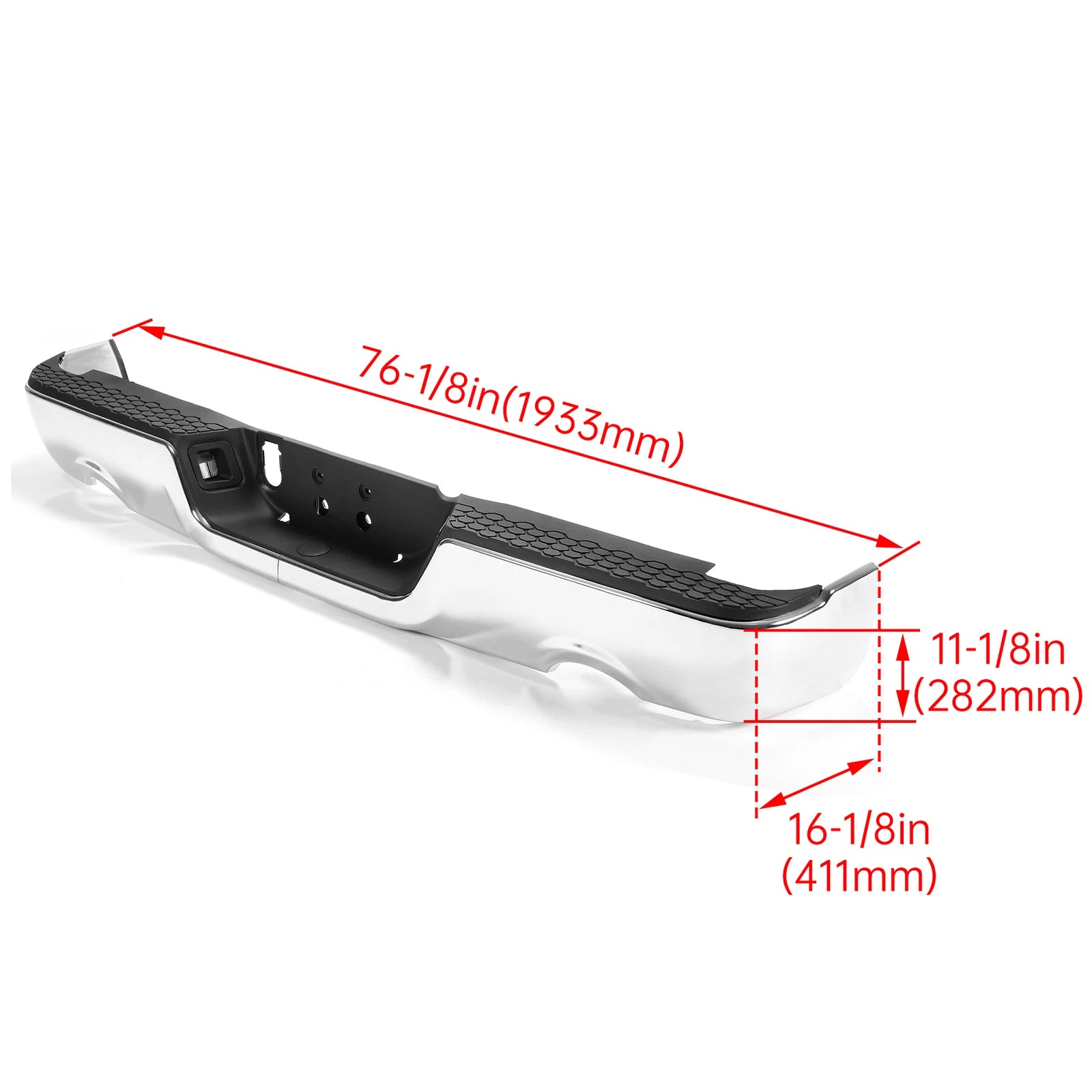 Chrome Rear Step Bumper W/ Dual Exhaust for 2009–2018 Ram 1500 Classic Dodge 2019–2023 W/O Sensor
