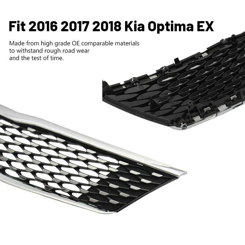 6PCS For 2016-2018 Kia Optima EX Front Bumper Grille & Bracket Molding Trim
