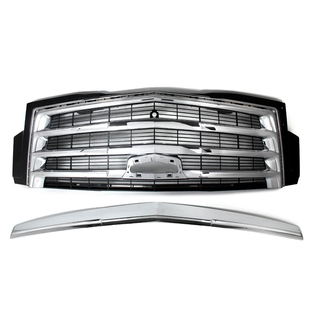 For Cadillac Escalade 2015-2020 Hood Molding Trim+Front Grille w/Sensor Hole