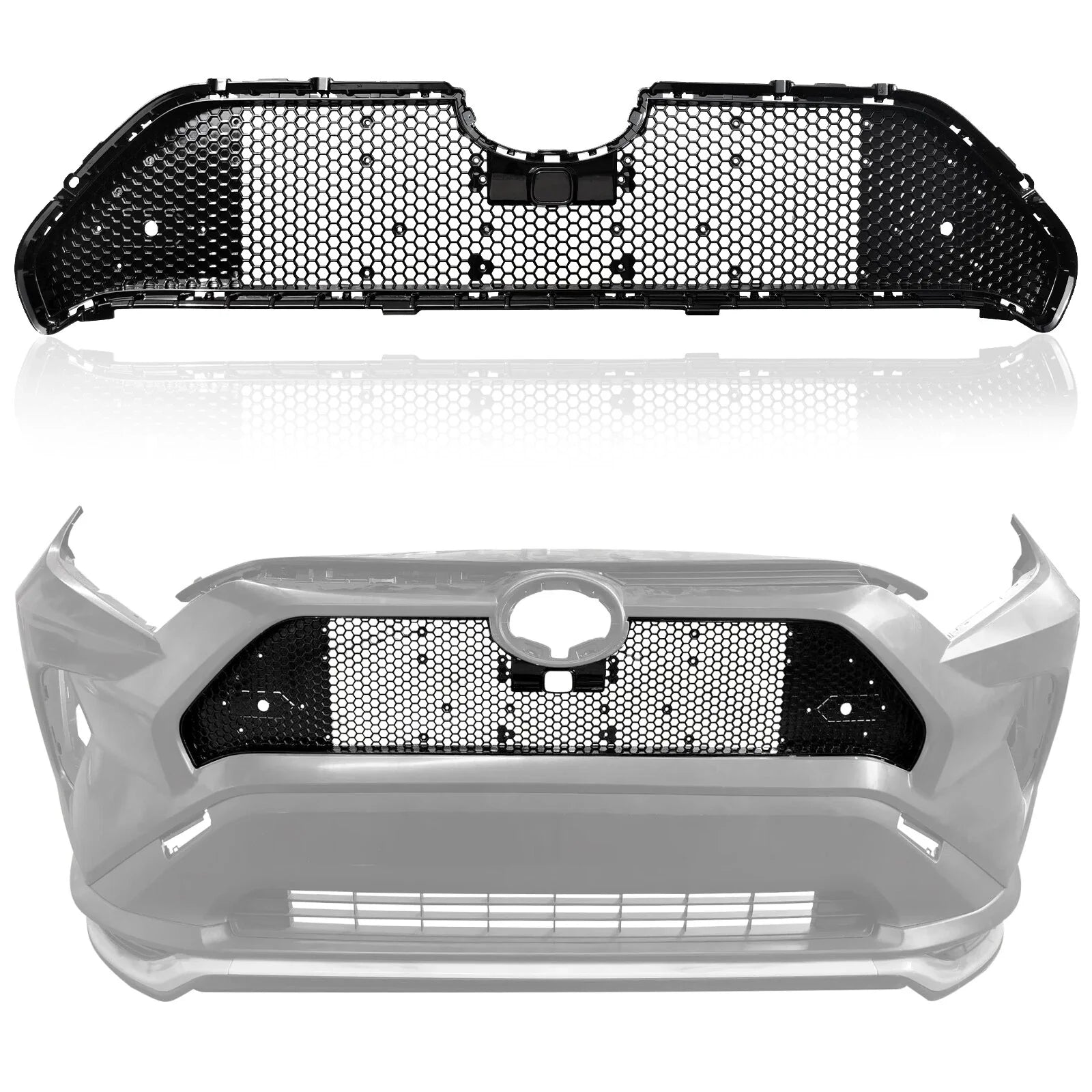 Front Bumper Honeycomb Chrome Trim Grille for 2019-21 for Toyota Rav4