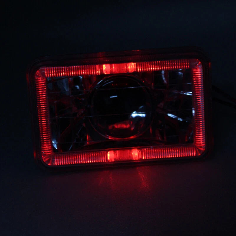 Pair FOR Chevrolet C10 1980 1981 1982 4x6" inch LED Red Clear Lens Headlights