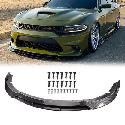 Front Bumper Lip Splitter Spoiler For Dodge Charger SRT 15-23 Carbon Fiber Style