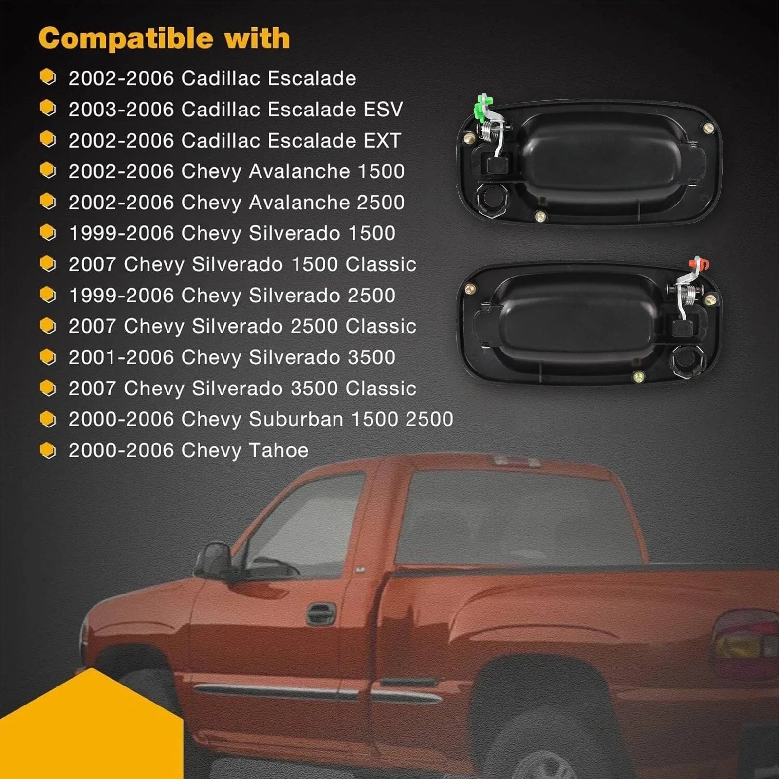 Exterior Door Handles Front Left Right for 1999-2007 for Chevy for GMC Sierra