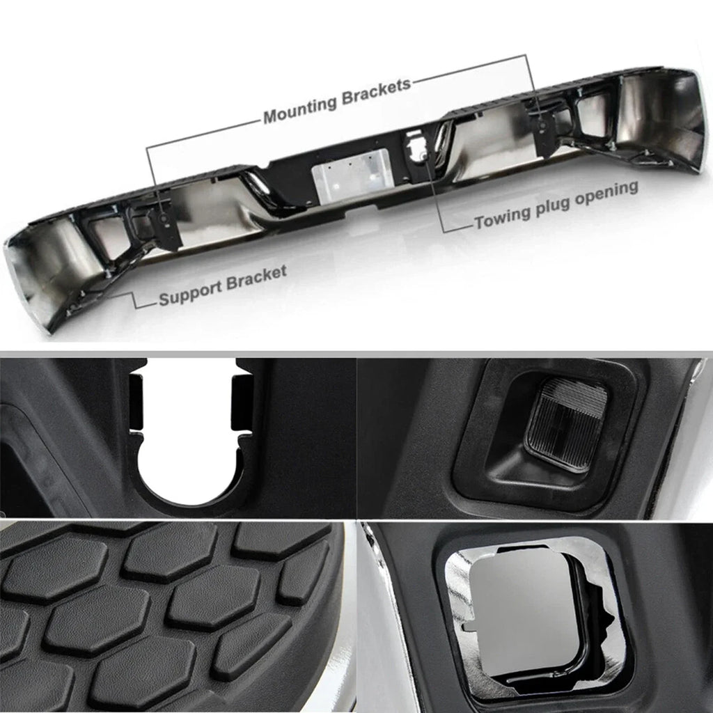 Chrome Rear Step Bumper for 2009-2018 for Dodge Ram 1500 w/ Dual Exhaust
