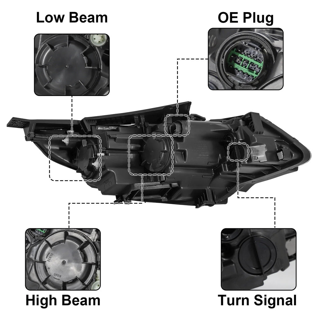 LED DRL Headlights w/ Bulbs Headlamps Left & Right for 2016-2018 for Kia Optima