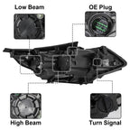 LED DRL Headlights w/ Bulbs Headlamps Left & Right for 2016-2018 for Kia Optima