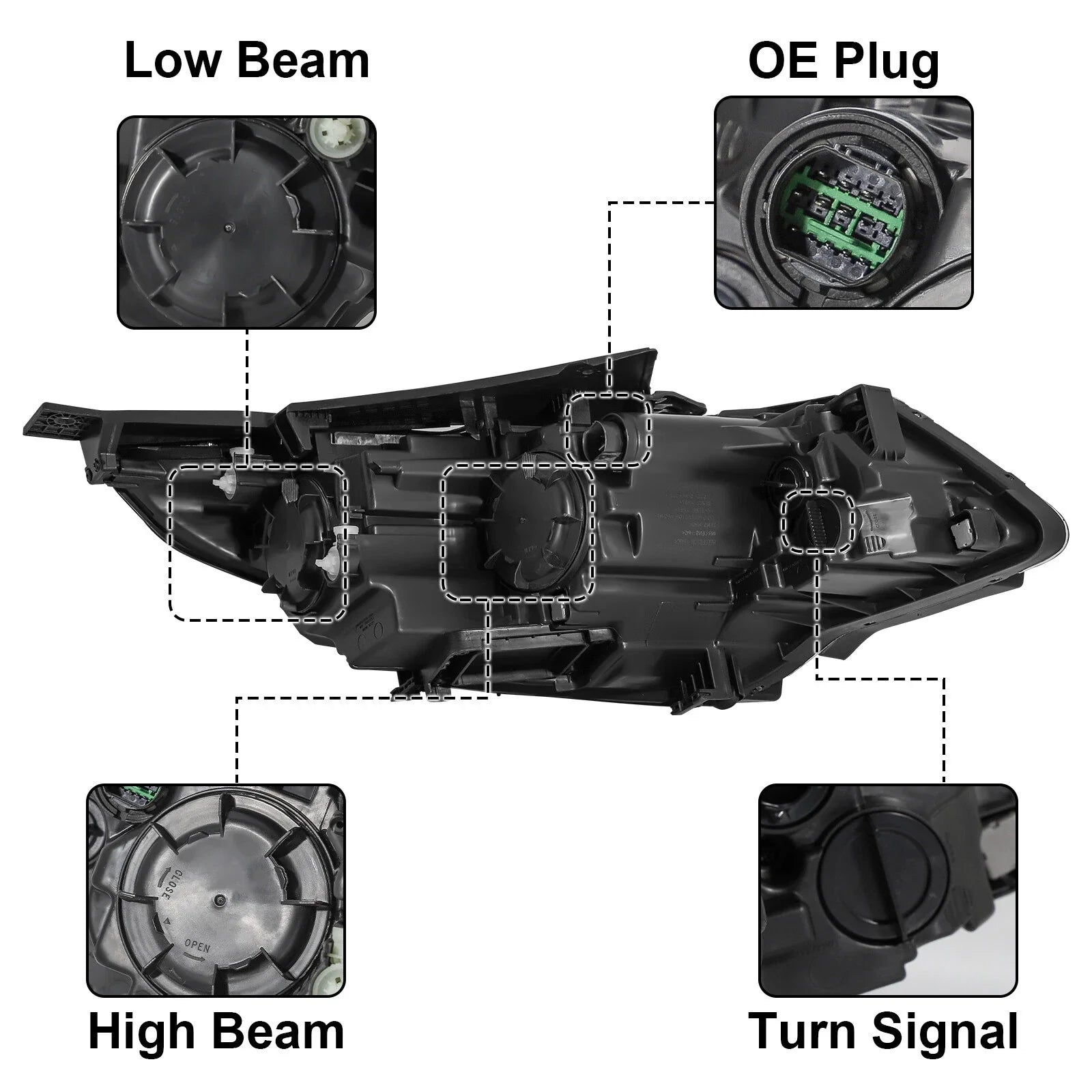 LED DRL Headlights w/ Bulbs Headlamps Left & Right for 2016-2018 for Kia Optima