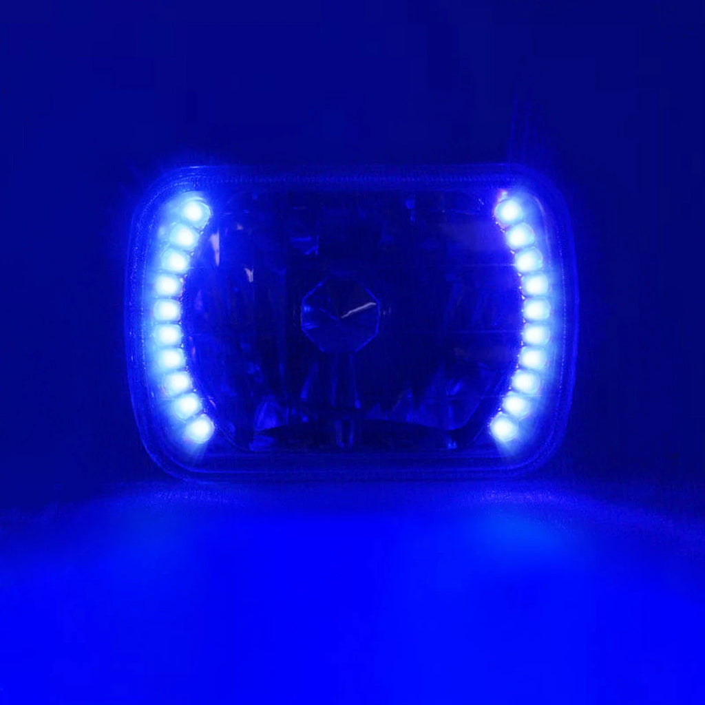 7x6 5x7 LED Square Blue Headlights Pair for 1978-1986 for Ford F150 F250 F350