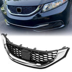 FIT 2013-2015 Honda Civic Sedan Front Bumper Upper Grille Grill W/Chrome Trim