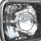 Pair 7" 7x6 inch Square Glass Lens Diamond Cut Headlights Lamp