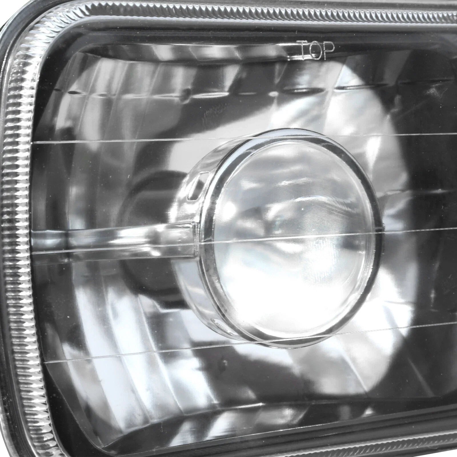 Pair 7" 7x6 inch Square Glass Lens Diamond Cut Headlights Lamp