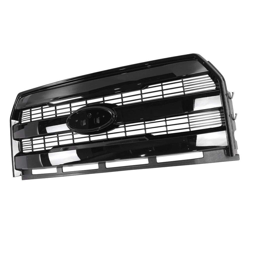 For Ford F-150 2015-2017 Front Upper Grille+Bumper Face Bar End Side Gloss Black