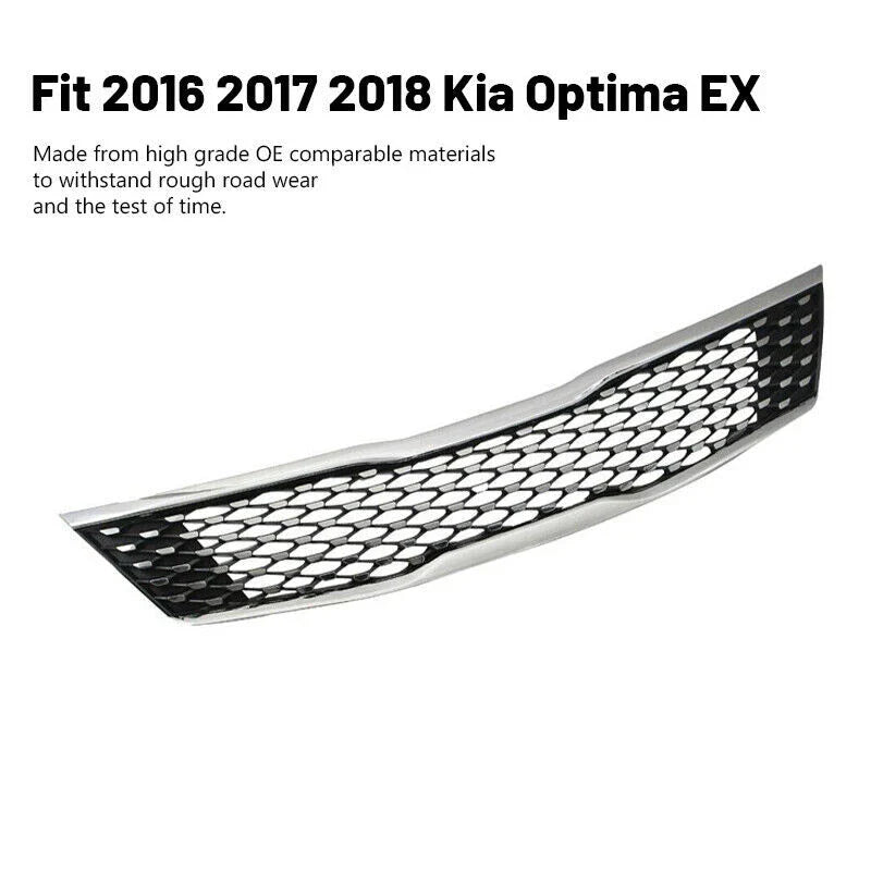 6PCS For 2016-2018 Kia Optima EX Front Bumper Grille & Bracket Molding Trim