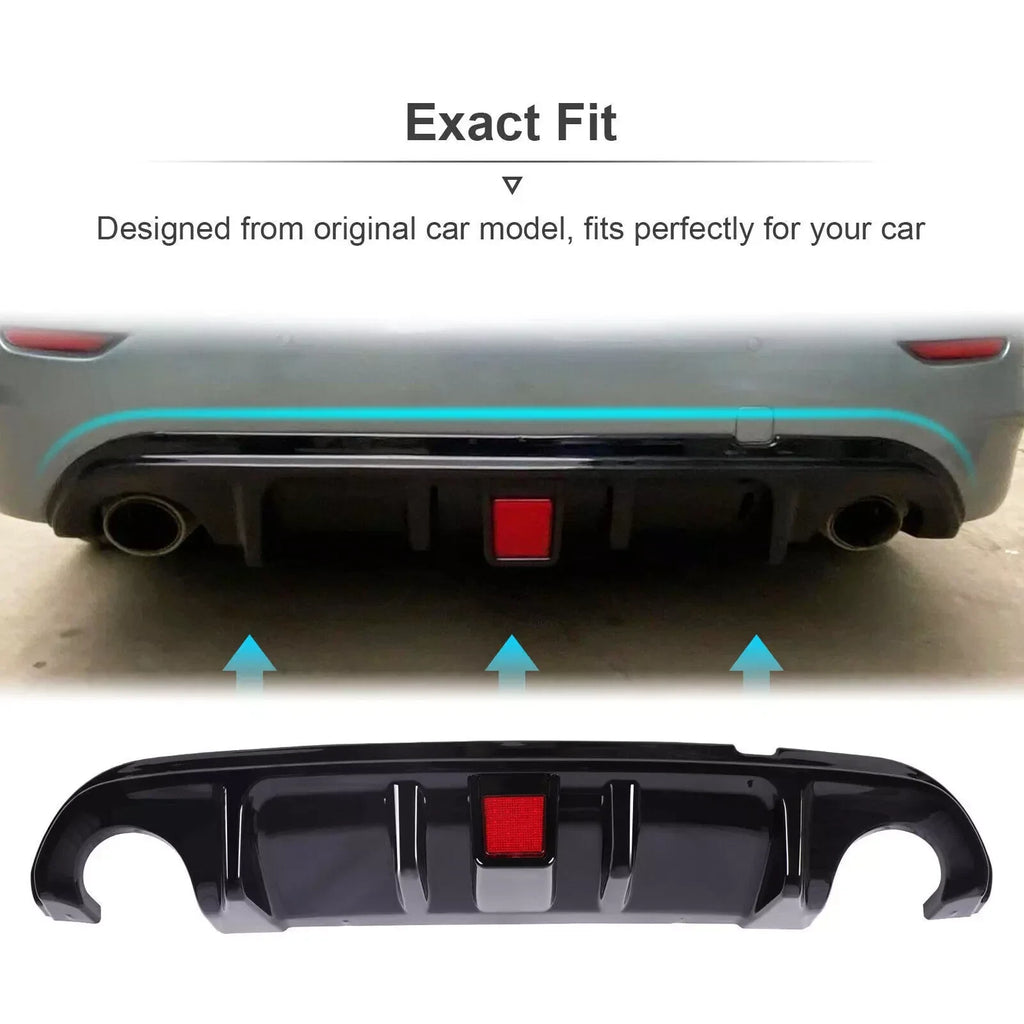 For 2014-2017 Infiniti Q50 Glossy Black Rear Bumper Diffuser W/ LED Brake Light