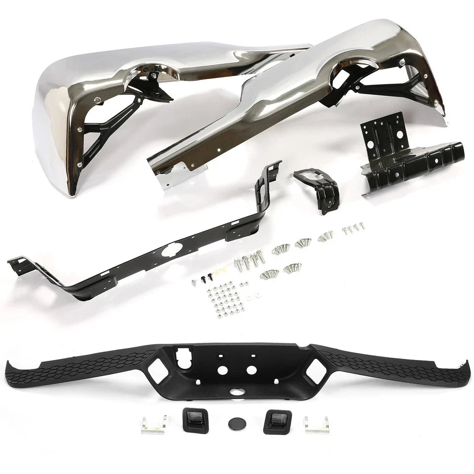 Chrome Rear Step Bumper for 2009-2018 for Dodge Ram 1500 w/ Dual Exhaust