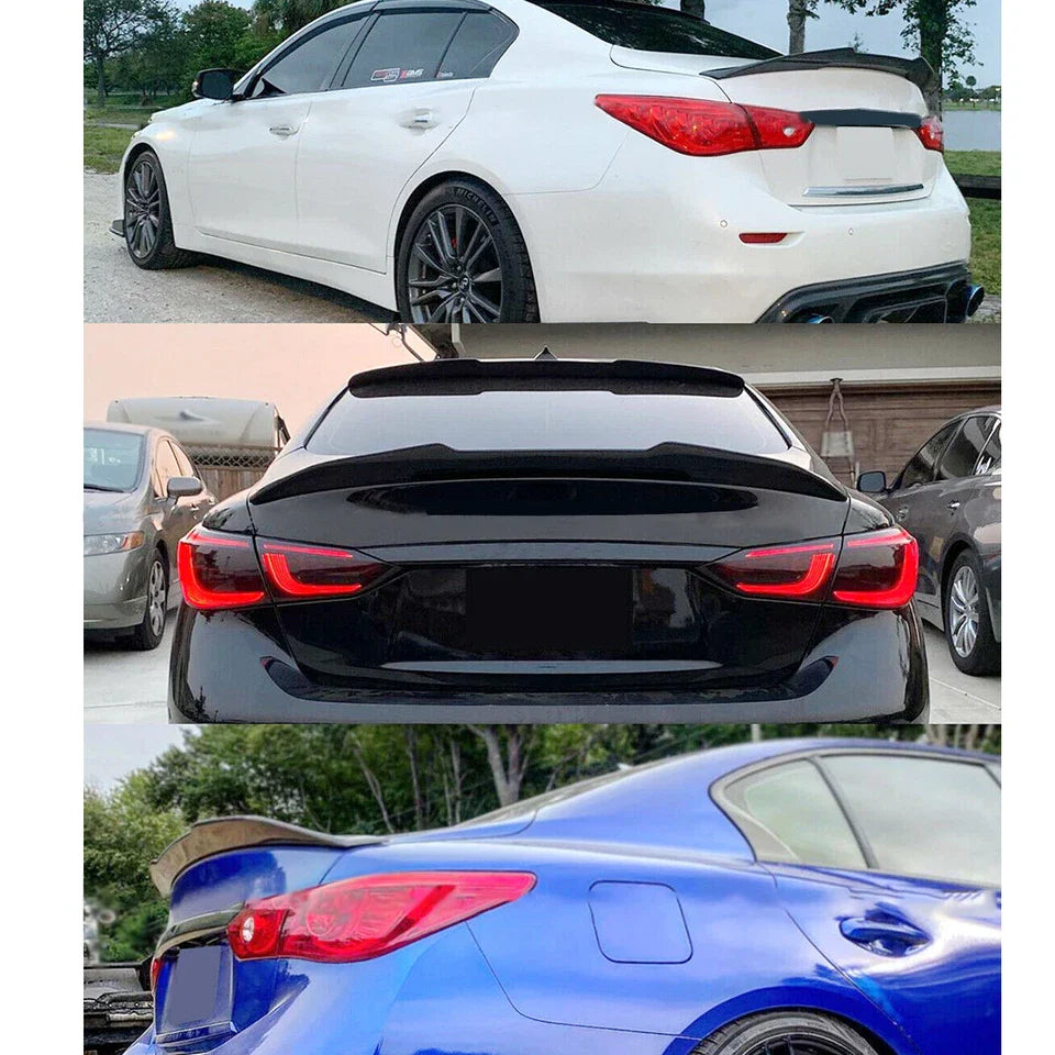 PSM Style Rear Trunk Spoiler Wing Gloss Black for 2014-2024 for Infiniti Q50