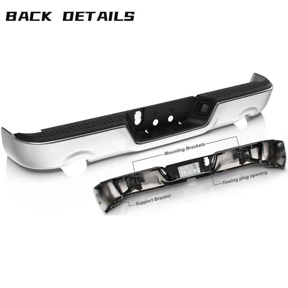 For 2009-2018 Dodge Ram 1500 Chrome Rear Step Bumper W/O Sensor W/ Dual Exhaust