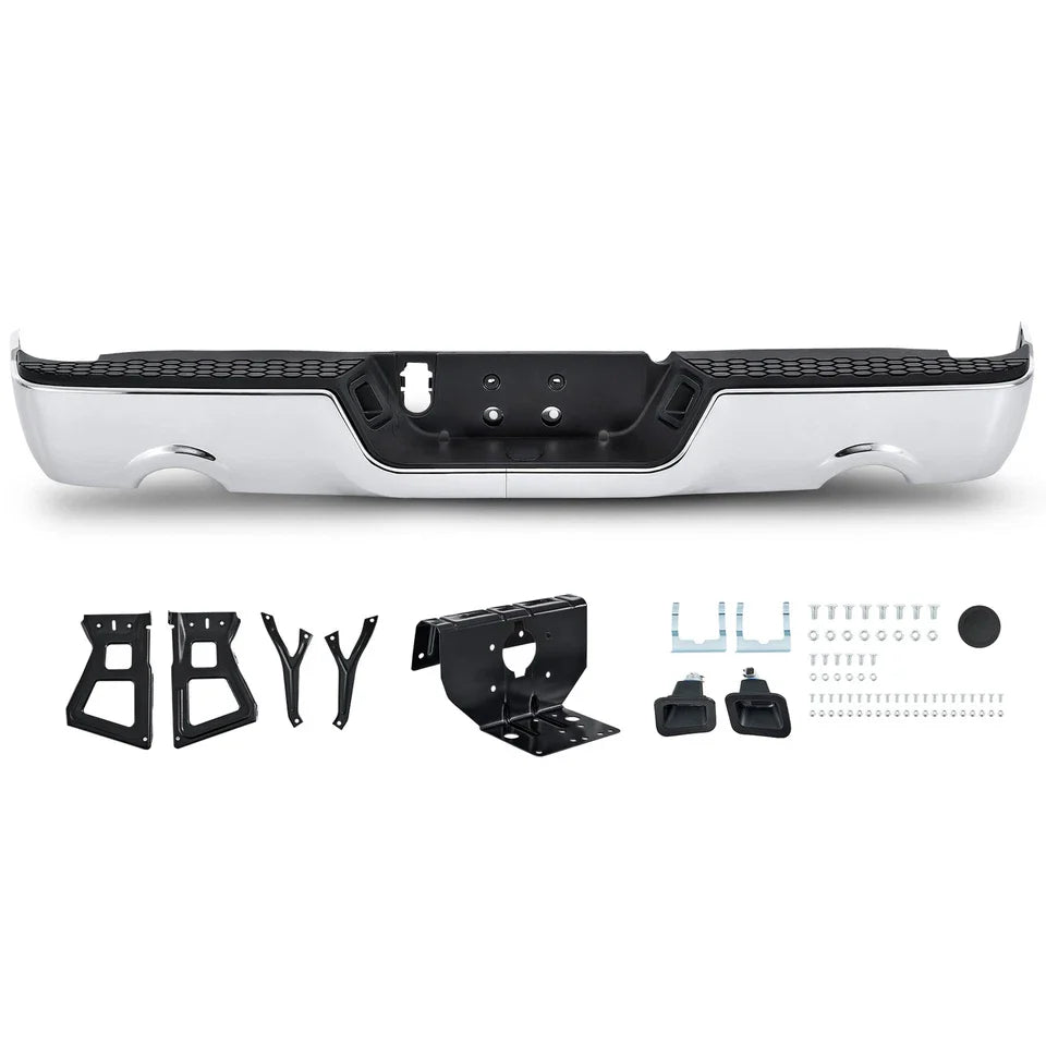 Chrome Rear Step Bumper for 2009-2018 for Dodge Ram 1500 w/ Dual Exhaust